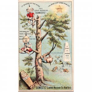 Domestic Sewing Machine Co - Brownies in Tree - Henry Loux -Victorian Trade Card