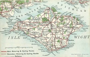 English Channel Isle of Wight main & secondary motoring & cycling routes map