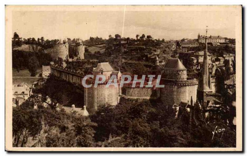 Old Postcard Fougeres Vue Generale du Chateau Taking Rocks St Suipice