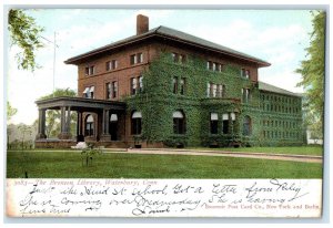 1909 The Bronson Library Exterior Waterbury Connecticut CT Posted Trees Postcard