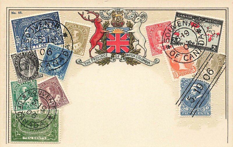 Province of British Columbia Canadian Stamps Postcard