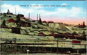 Section Richest Hill in World Butte Montana Postcard Open Pit Mining Mines