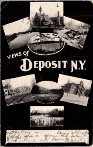 Postcard Multiple Views of Deposit, New York