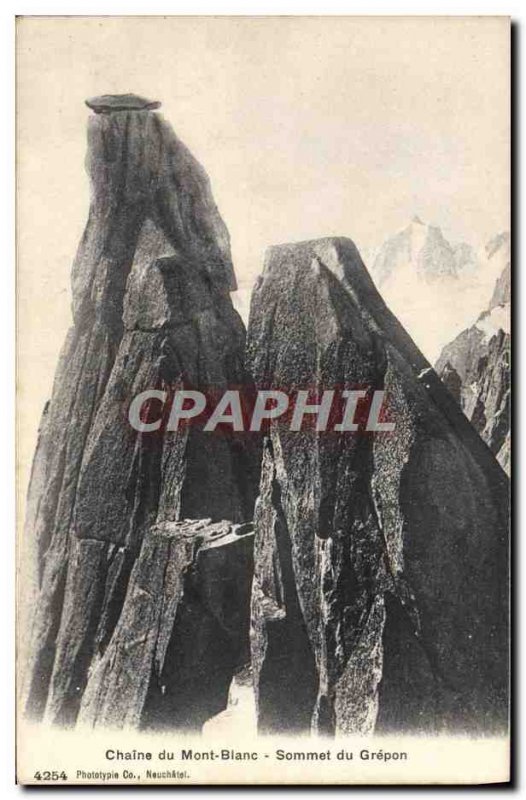 Old Postcard Chain of Mont Blanc Summit Grepon