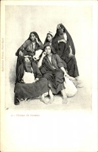 Port Said Egypt Group of Egyptian Women c1900-20s Vintage Postcard