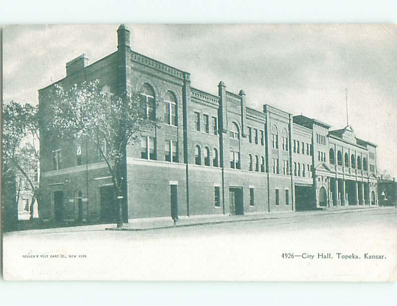 Unused Pre-1907 CITY HALL Topeka Kansas KS Q1342