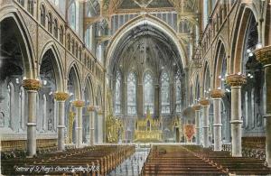 Syracuse New York~Lighted Pillars~Interior of St Marys Church ~1909 Postcard