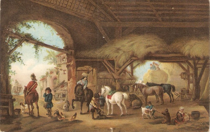 P. Wouverman. The Stable. Horses Fine painting Stengel PC # 29672