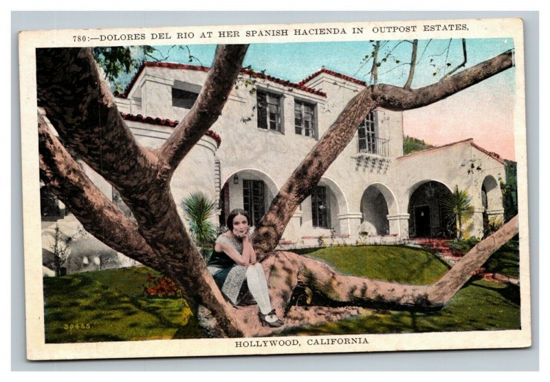 Vintage 1910's Postcard Dolores Del Rio Spanish Hacienda Hollywood California