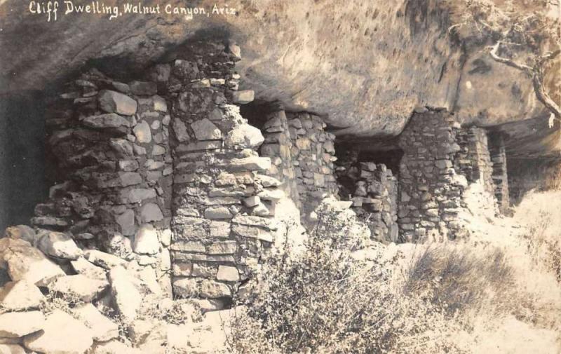 Walnut Canyon Arizona Cliff Dwelling Side Real Photo Antique Postcard K33738