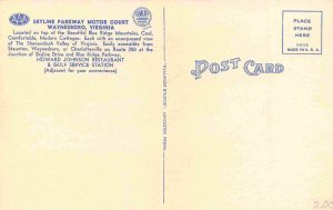 Skyline Parkway Motor Court Motel Waynesboro Virginia linen postcard