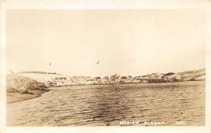 Kodiak Alaska~Overview of Town from Water~Birds Fly Overhead~1920s RPPC