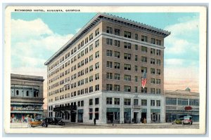 1933 Richmond Motel & Restaurant  Building Classic Cars Augusta Georgia Postcard