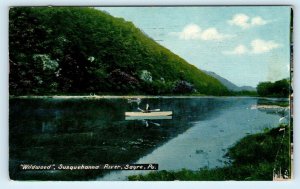 SAYRE, PA Pennsylvania ~ Wildwood SUSQUEHANNA RIVER Bradford County Postcard
