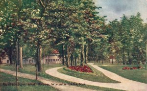 1907 Auditorium & Grove Nature Garden View Winona Lake Indiana Posted Postcard