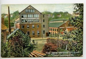 Gardiner ME Snow Hazzard Shoe Factory Old Cars Postcard