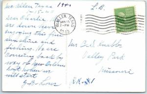 RPPC  McALLEN, Texas TX   Walk & Palms HIGH SCHOOL Group  1940  Postcard