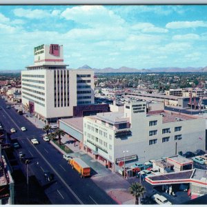 c1950s Phoenix AZ Downtown Birds Eye North Central Avenue Street Scene Bank A225