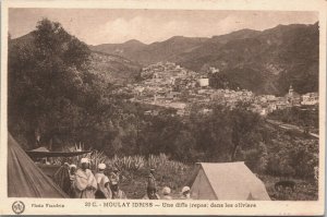 Morocco Moulay Idriss Une Diffa Repas Dans Les Oliviers Vintage Postcard 04.09