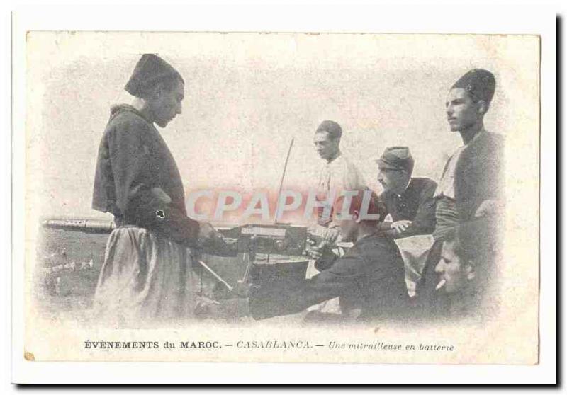 Morocco Casablanca Old Postcard Events Morocco a gun battery