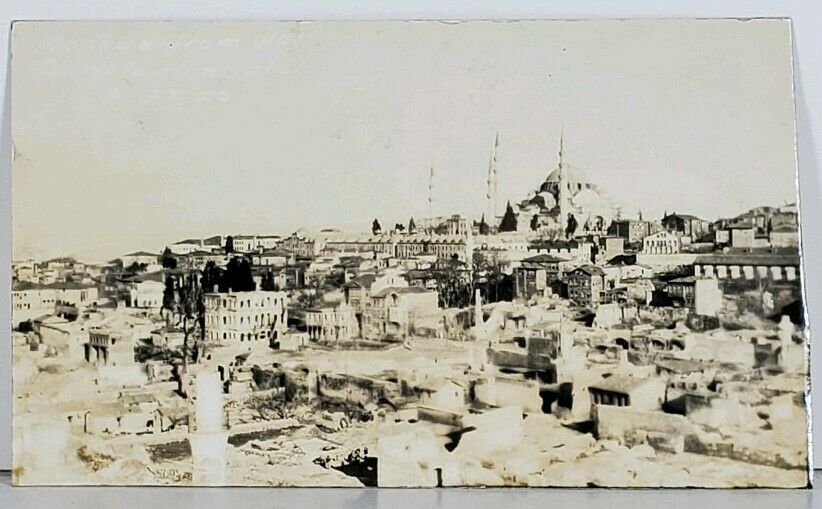 Turkey RPPC Mosque from Wall Constantinople 2/27/20 WW1 Real Photo