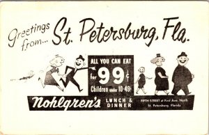 St Petersburg, FL Florida  NOHLGREN'S RESTAURANT  Eat For 99¢  ROADSIDE Postcard