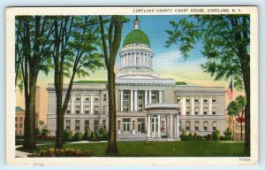 CORTLAND, New York NY ~ Cortland County COURT HOUSE ca 1940s Linen Postcard