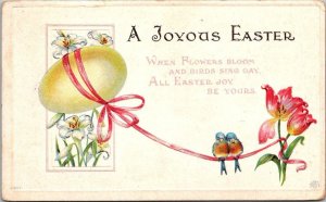 Joyous Easter With Large Egg and Flowers 1919