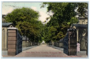 1908 Main Gate Naval Academy Exterior Road Annapolis Maryland Vintage Postcard 