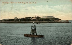 ST JOHN NEW BRUNSWICK Patridge Island and Bell Buoy c1910 Postcard