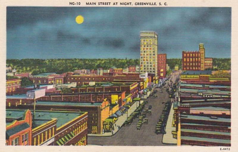 South Carolina Greenville Main Street At Night