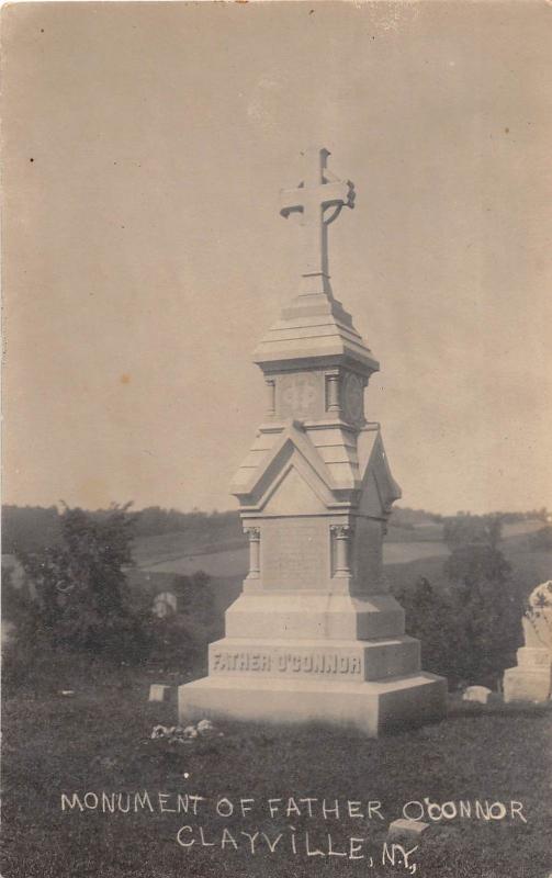 D48/ Clayville New York NY Photo RPPC Postcard c1910 Father O'Connor Monument