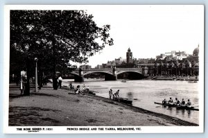 Melbourne Victoria Australia Postcard Princess Bridge Yarra c1950's RPPC Photo