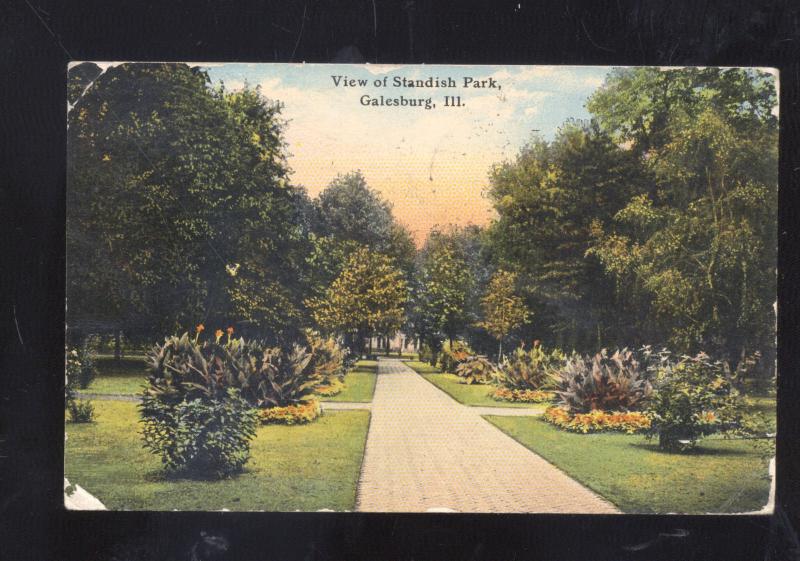 GALESBURG ILLINOIS VIEW OF STANDISH PARK VINTAGE POSTCARD 1911 GALVA KANSAS