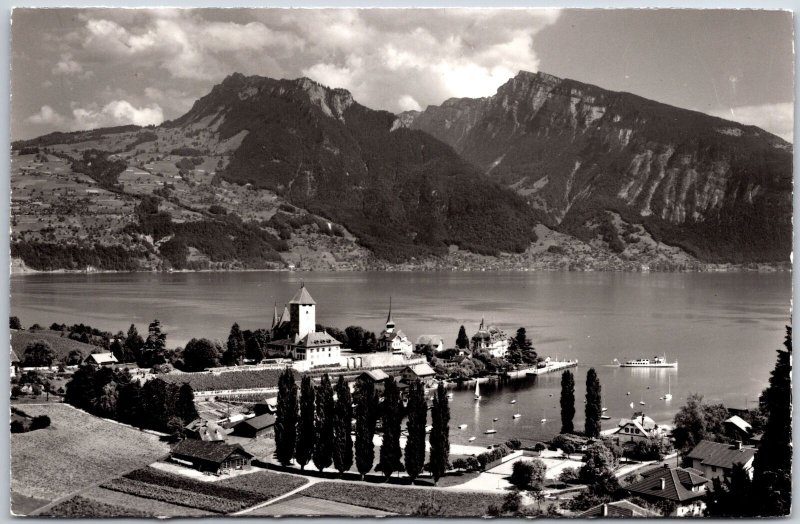 Spiez Am Thunersee Schloss U. Hafen Mit Sigriswiller Switzerland Postcard