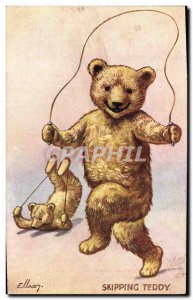 Old Postcard Fancy Teddy Bear Teddy Skipping Rope Skipping