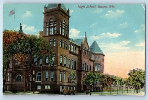 Racine Wisconsin WI Postcard High School Exterior Building 1912 Vintage Antique