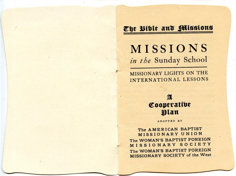 Booklet - The Bible and Missions, dated 1904. 8 pp + covers