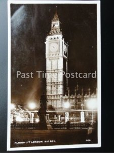 c1930's RP FLOOD-LIT LONDON: Big Ben