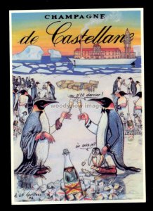ad3956 - Champagne de Castellane - Humorous Penguins - Modern Advert postcard