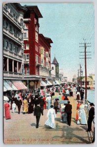 1909 Boardwalk North From Tennesee Ave. Atlantic City New Jersey Posted Postcard