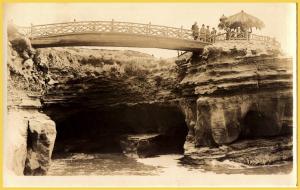 RPPC-San Diego, Calif., Point Loma, Sunset Cliffs-People on Bridge