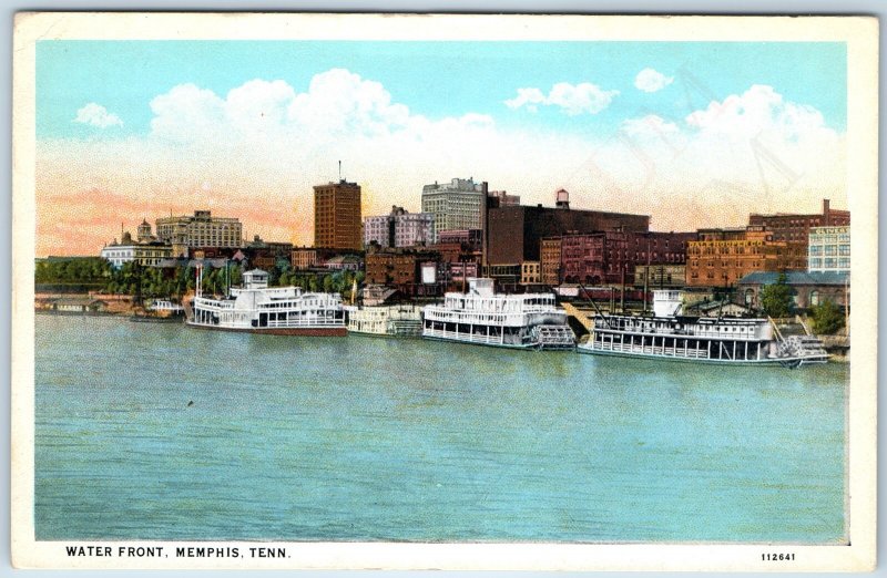 1926 Memphis, Tenn. Water Front Steamer Sternwheeler Steamships TN PC Teich A216