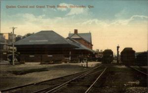 Sherbrooke Quebec Grand Trunk RR Train Station Depot c1910 EXC COND