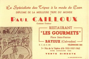 Lot 26 restaurant les gourmets bayeux france advertising paul cailloux 12x8cm