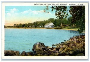 c1940's Beach Scene Stony Point Lake Kampeska Watertown South Dakota SD Postcard