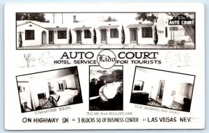 RPPC LAS VEGAS, NV Nevada ~  Roadside LIDO AUTO COURT c1930s Frasher Postcard