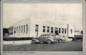 Hayward California CA Post Office 1940s Classic Cars Vintage Postcard