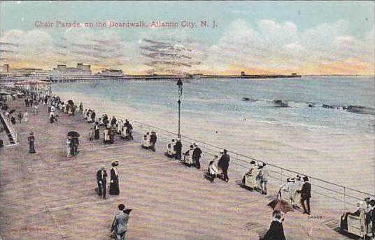 New Jersey Atlantic City Chair Parade On the BoardWalk 1914