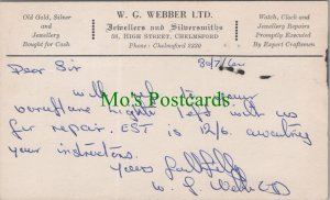 Essex Postcard - Advertising, W.G.Webber Ltd, Jewellers, Chelmsford Ref.RS29580